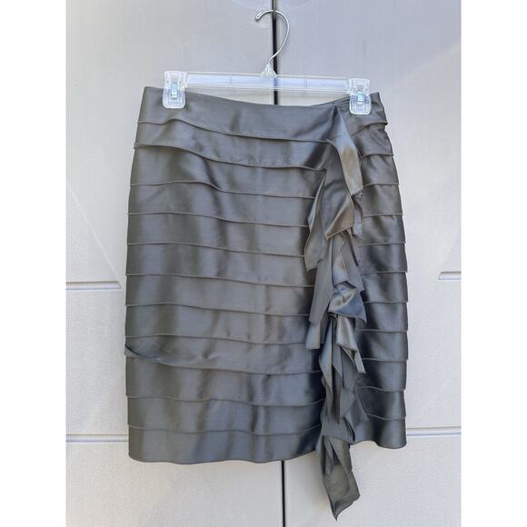 Development By erica davis Y2K 100% Silk Tiered Cascade Ruffles Skirt Sz 2 Luxe - Picture 3 of 12